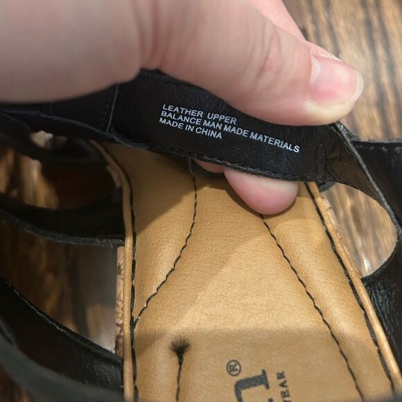 Born Womens Bernese Cage Black Leather Wedges Sandals Shoes SIZE 10 - Picture 6 of 6